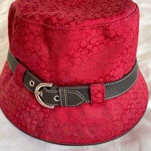 Coach Red Bucket Hat with Black Belt